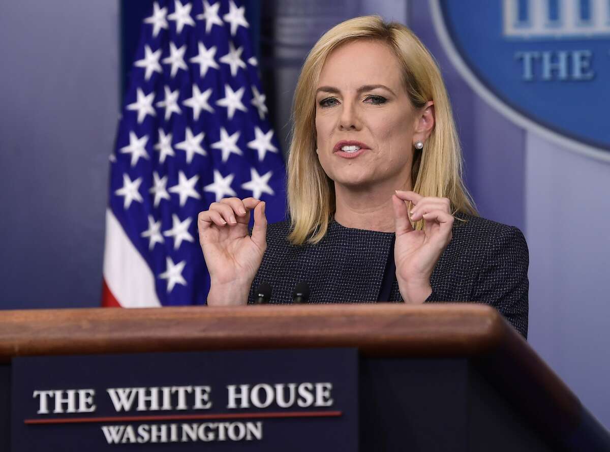 Department of Homeland Security Secretary Nielsen says the government has detected hundreds of cases of fraud among migrants traveling with children who are not their own. President Trump says he wants to close what he describes as "loopholes" in these humanitarian-relief laws.