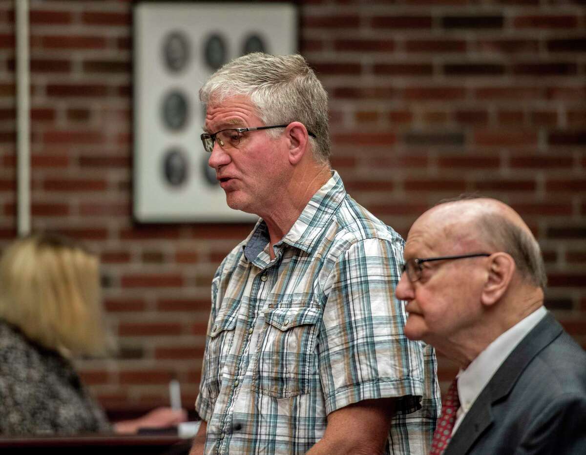 Former Stillwater Mayor Ricky Nelson, left, stands with his attorney John McMahon during his sentencing by Saratoga County Court Judge James Murphy Tuesday June 19, 2018 in Ballston Spa, N.Y. (Skip Dickstein/Times Union)