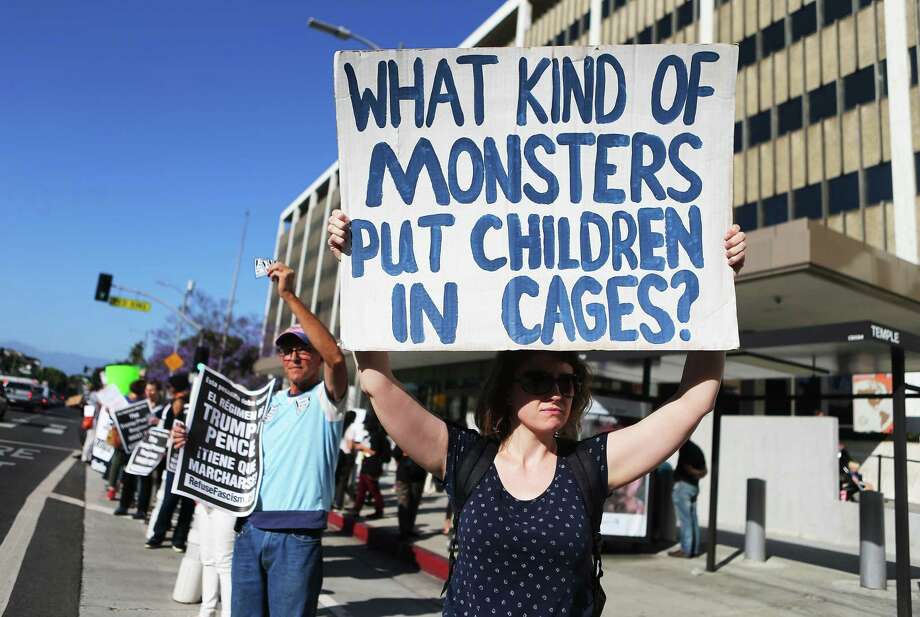 Protestors demonstrate against the separation of migrant children from their families in front of the Federal Building in Los Angeles on Monday. Photo: Mario Tama / Getty Images / 2018 Getty Images