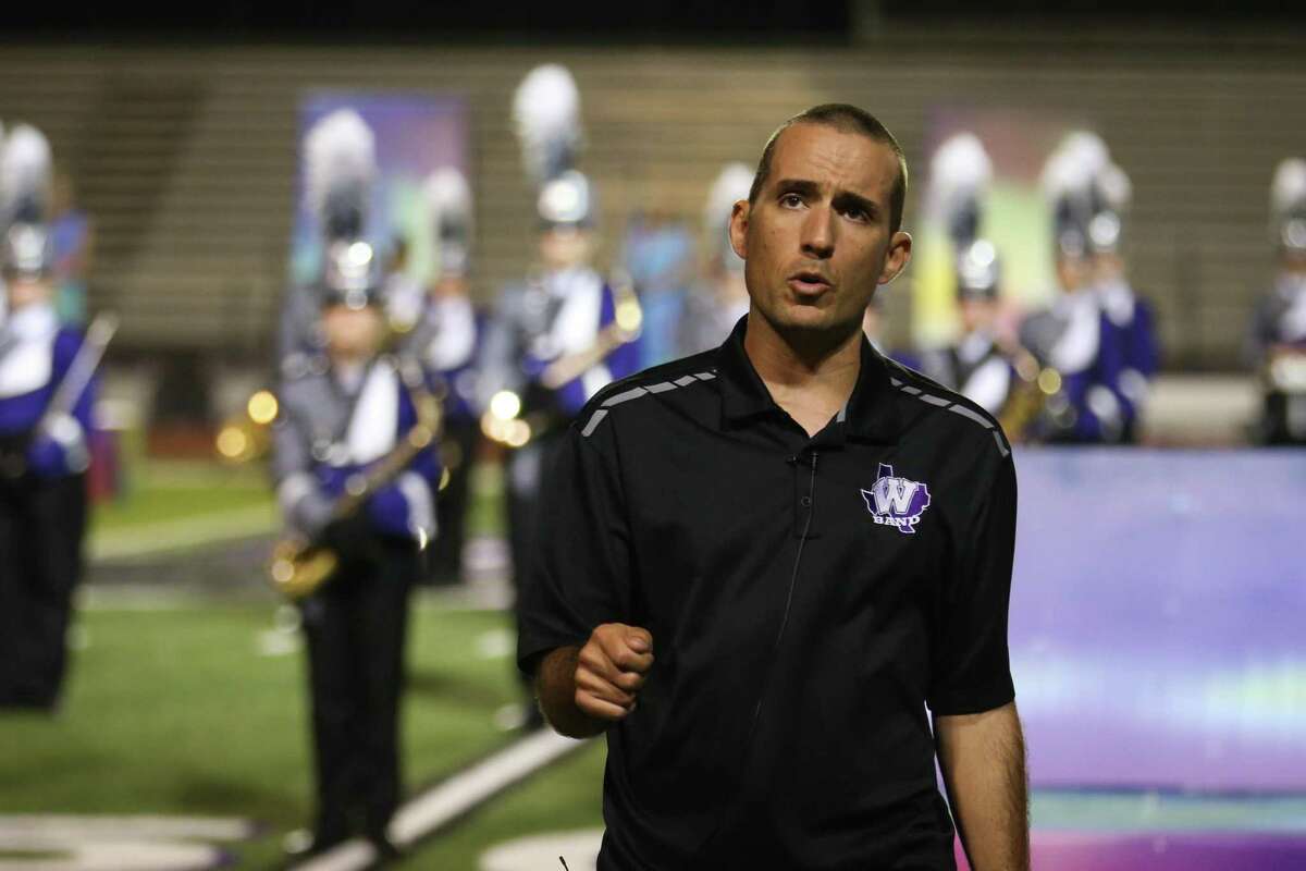 Willis Director of Bands Chris Allen speaks during the UIL State Marching Championship send off on Sunday, Nov. 5, 2017, at Berton A. Yates Stadium in Willis.
