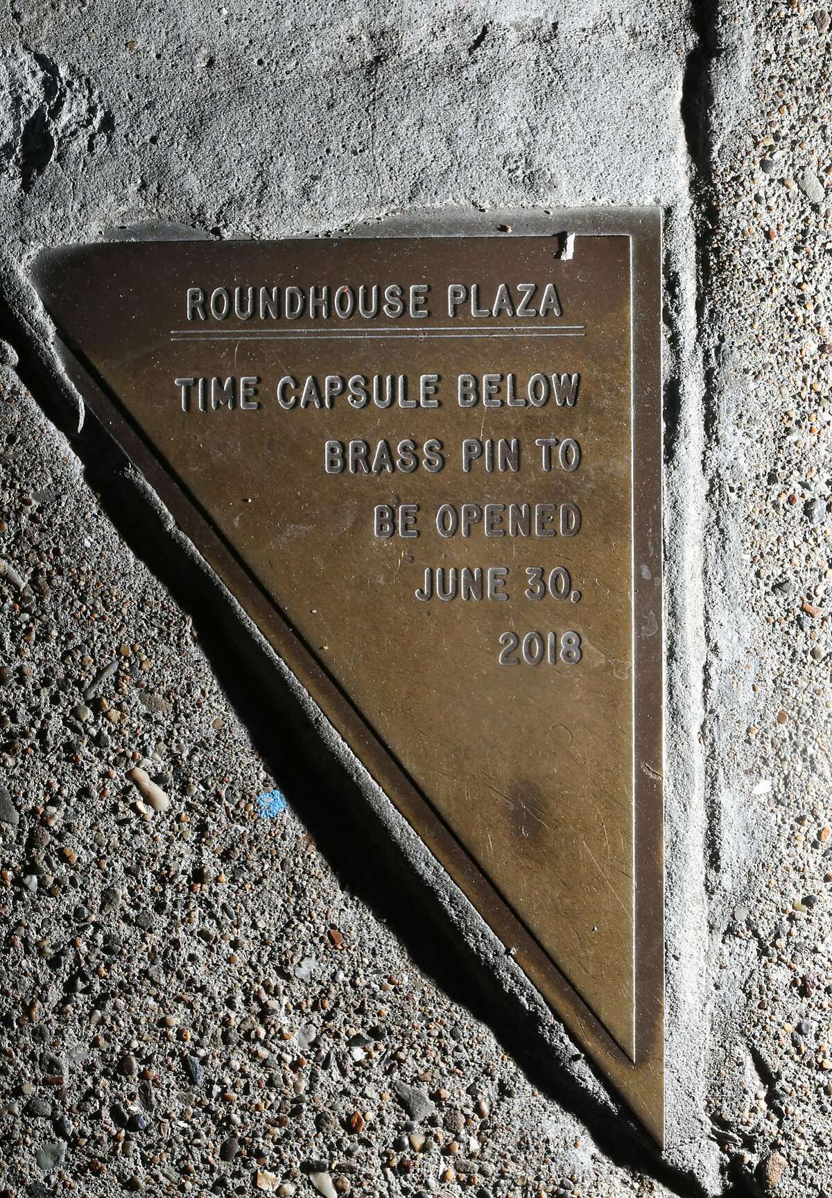 Helen Goldsmith started noticing this little plaque on the corner sidewalk next to 1500 Sansome Street three years ago while taking neighborhood walks that can be seen on Wednesday, June 13, 2018 in San Francisco, Calif.