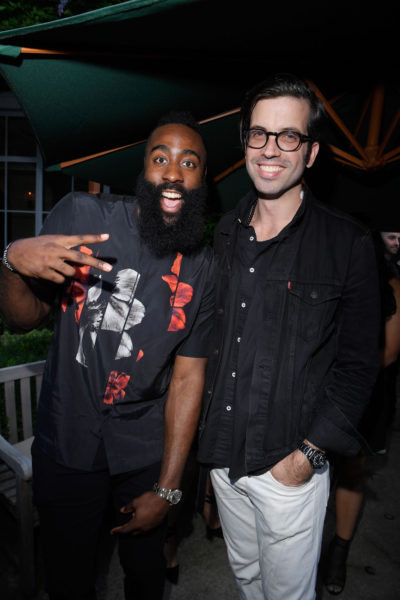 James Harden and P. J. Tucker attend the Valentino Menswear News Photo -  Getty Images