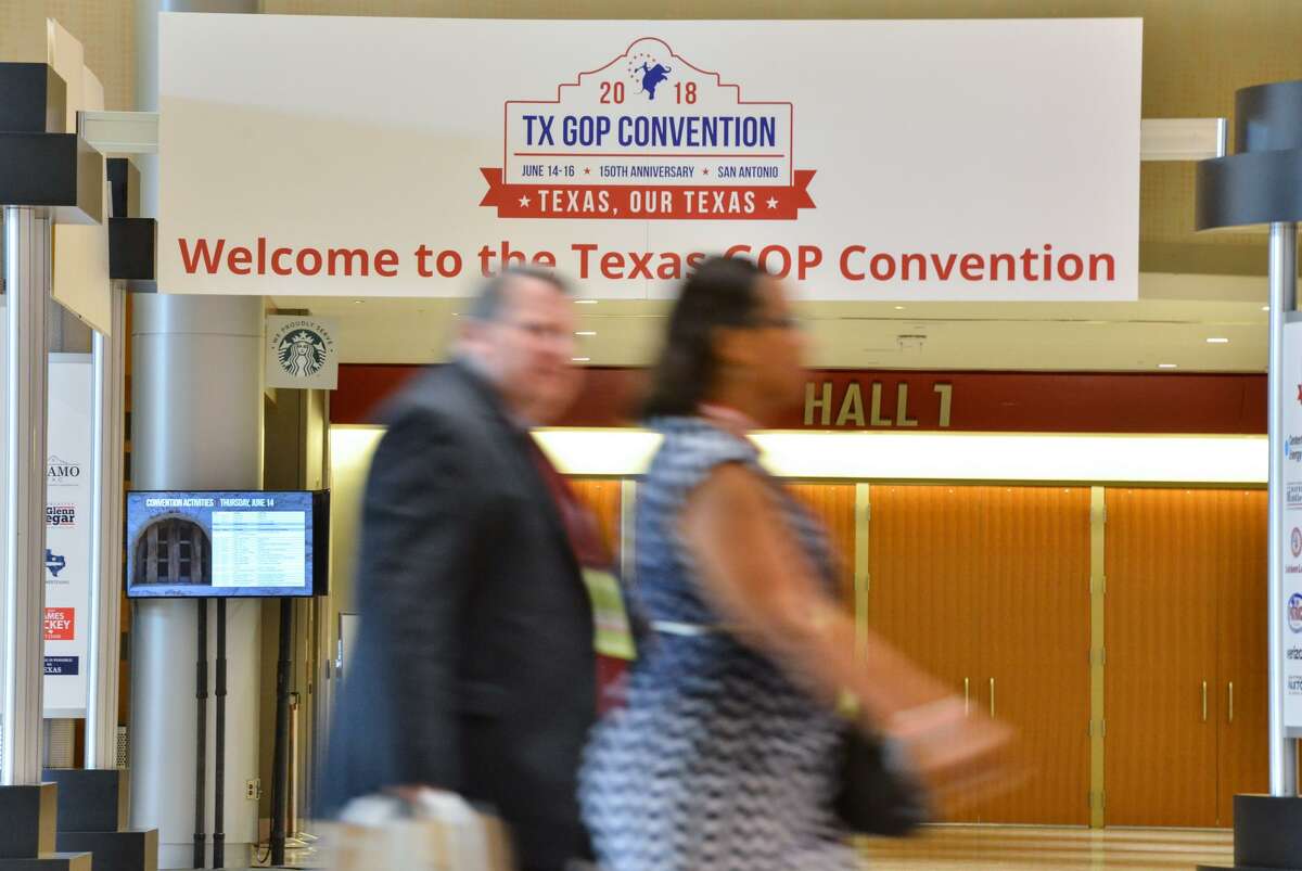 Participants arrive at the Henry B. Gonzalez Convention Center for the Texas Republican Convention in San Antonio last week.