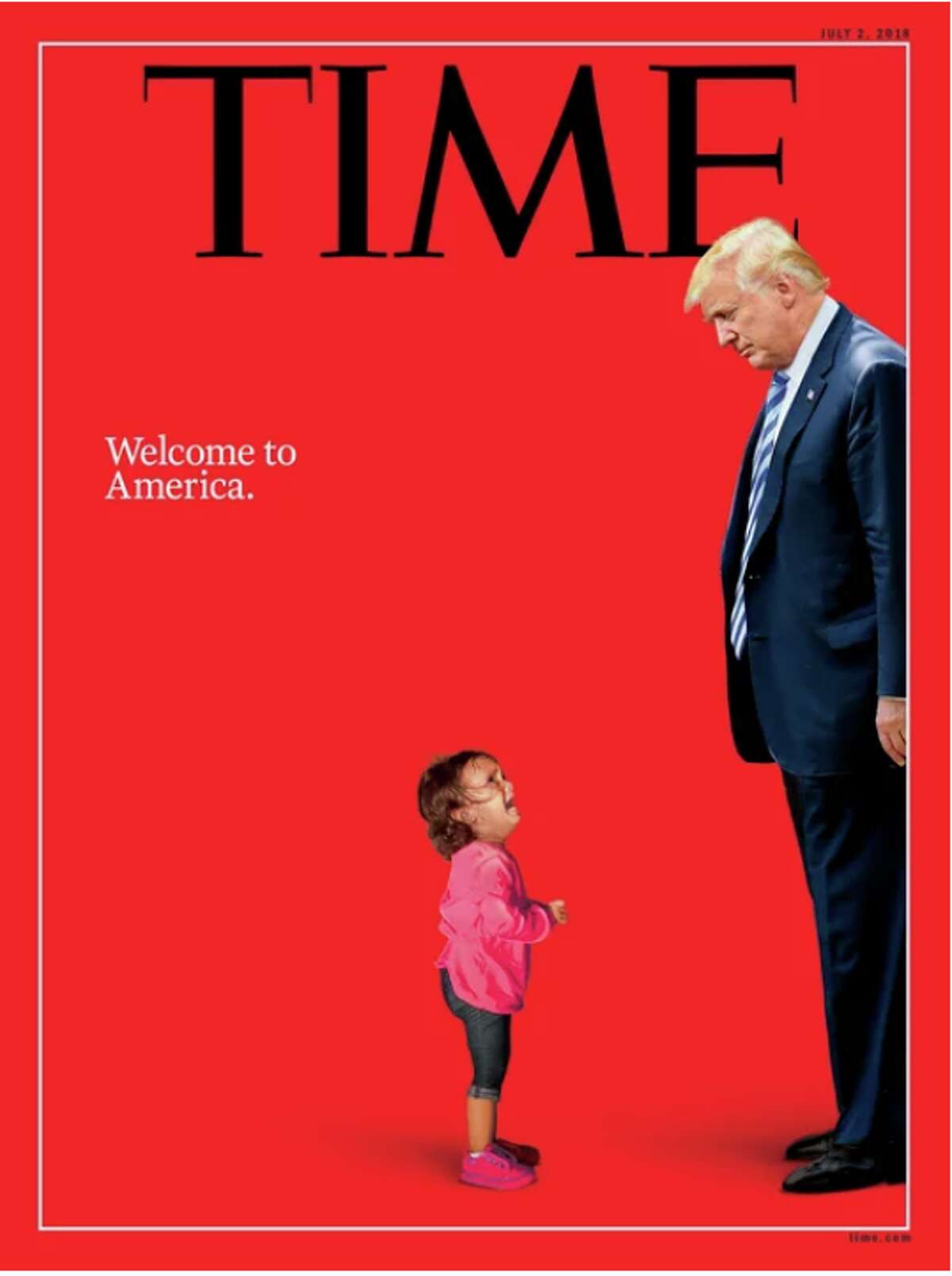 Trump looks down at crying migrant child on new cover of Time