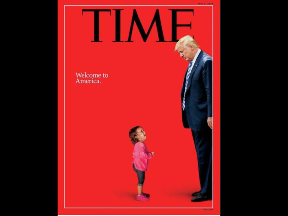 Trump looks down at crying migrant child on new cover of Time