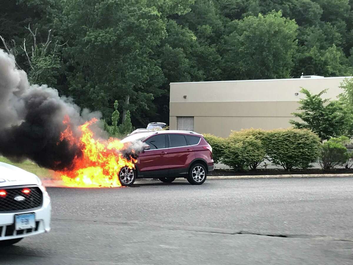 Car fire in Brookfield, Conn., on June 21, 2018.