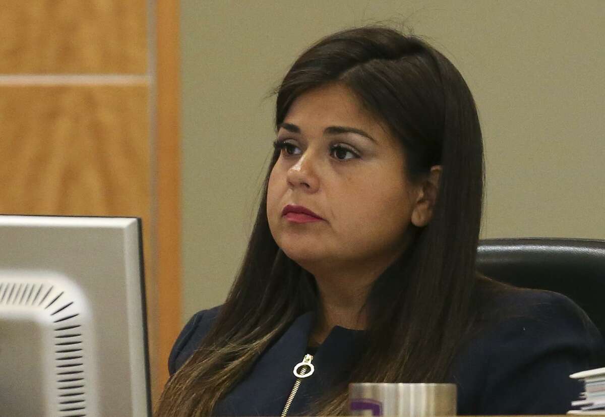 Houston ISD Board of Education Trustee Elizabeth Alba Santos is photographed during a school board meeting on Thursday, June 14, 2018, in Houston. ( Yi-Chin Lee / Houston Chronicle )