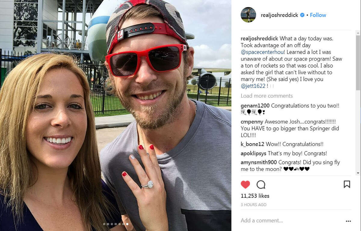 Astros' Josh Reddick and fiancée tie the knot wearing custom wrestling ...