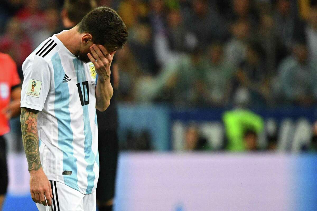 Lionel Messi of Argentina reacts during the international friendly