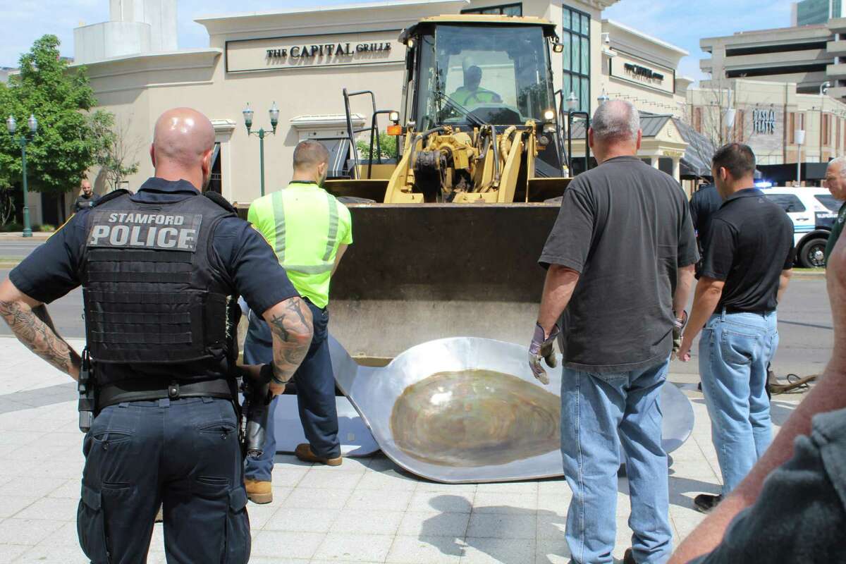 Giant heroin spoon sculpture returned to artist who placed it at Purdue Pharma