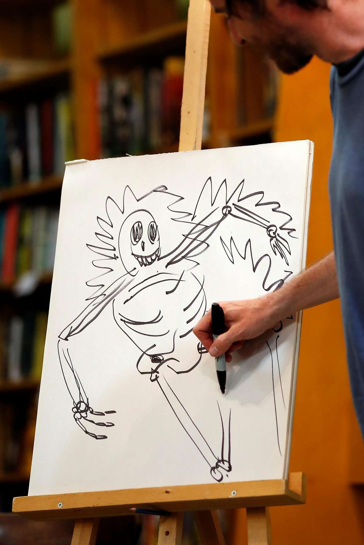 Oakland cartoonist Jason Novak celebrates the release of his book, "Et tu, Brute?" at East Bay Booksellers in Oakland, CA on Wednesday, June13, 2018.