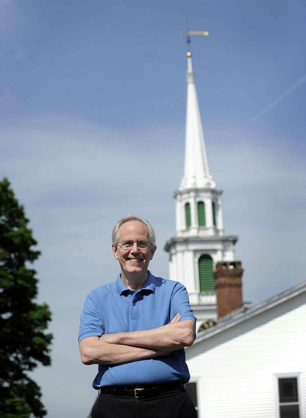 Rev. Michael Moran will be retiring from the First Congregational Church in New Milford after nearly 29 years. His last day is July 1. Photo Monday, June 18, 2018.