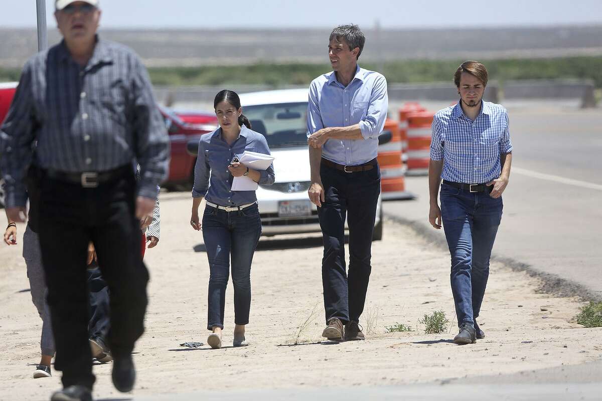 U.S. Rep. Beto O'Rourke arrives for a tour of the "tent city," built to house immigrant children separated from their parents after crossing illegally into the U.S. or seeking asylum, at the Marcelino Serna Port of Entry in Tornillo on June 23, 2018.