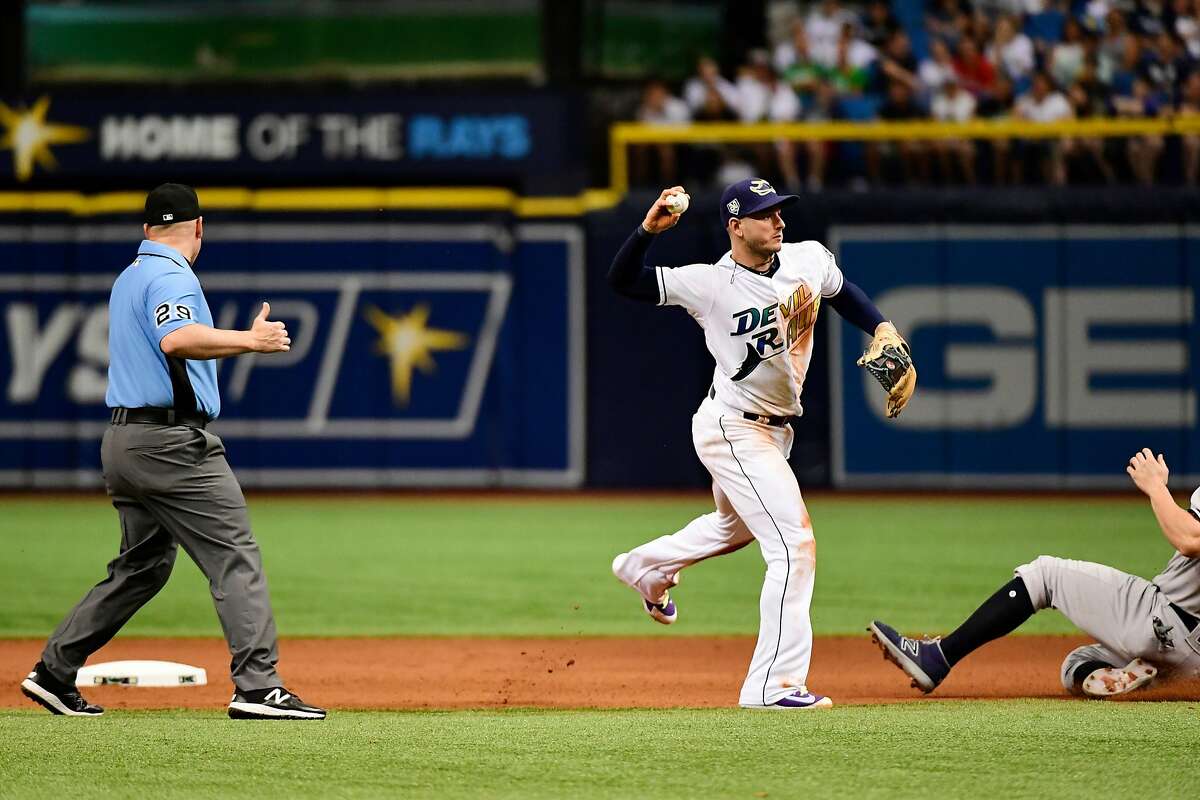 21 JUN 2014: Jose Altuve of the Astros during the regular season game  between the Houston Astros and the Tampa Bay Rays at Tropicana Field in St.  Petersburg, Florida. The Astros and