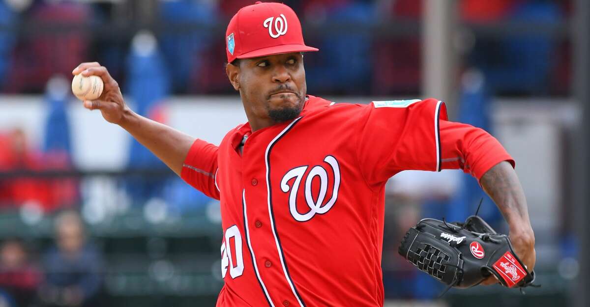 LAKELAND, FL - MARCH 12: Edwin Jackson #40 of the Washington Nationals pitches during the Spring Training game against the Detroit Tigers at Publix Field at Joker Marchant Stadium on March 12, 2018 in Lakeland, Florida. The Nationals defeated the Tigers 5-4. (Photo by Mark Cunningham/MLB Photos via Getty Images)