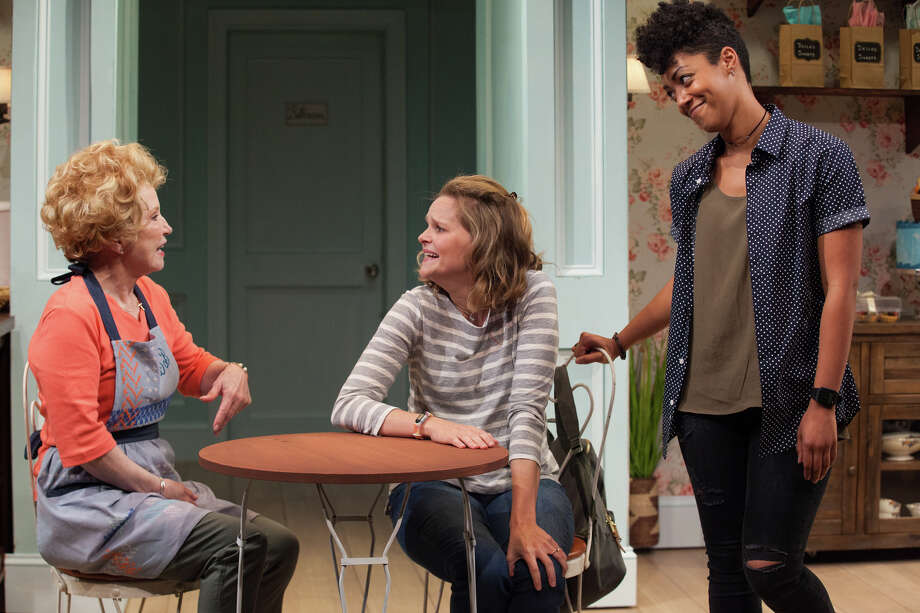 From left, Debra Jo Rupp, Virginia Vale and Nemuna Ceesay in "The Cake" at Barrington Stage Company. (BSC publicity photo by Carolyn Brown.)