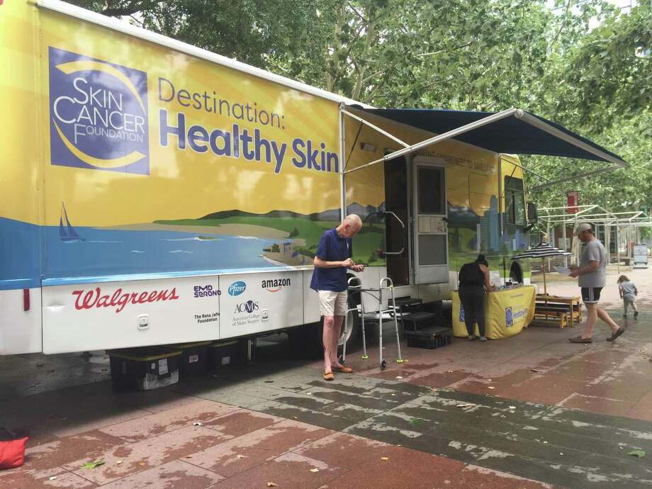 The Skin Cancer Foundation's mobile recreational vehicle program, Destination: Healthy Skin, visited Houston for three days to provide people with information on skin care, and to provide free skin cancer screenings. Photo: Rebecca Hazen