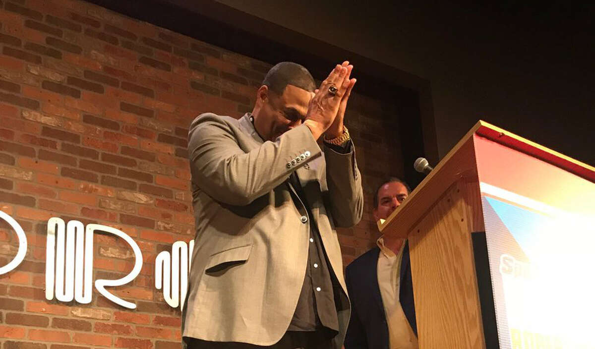 Robert Brazile thanks fans and former Oilers for supporting his roast for the DePelchin Children’s Center at The Improv. Brazile will be inducted into the Pro Football Hall of Fame on Aug. 4.