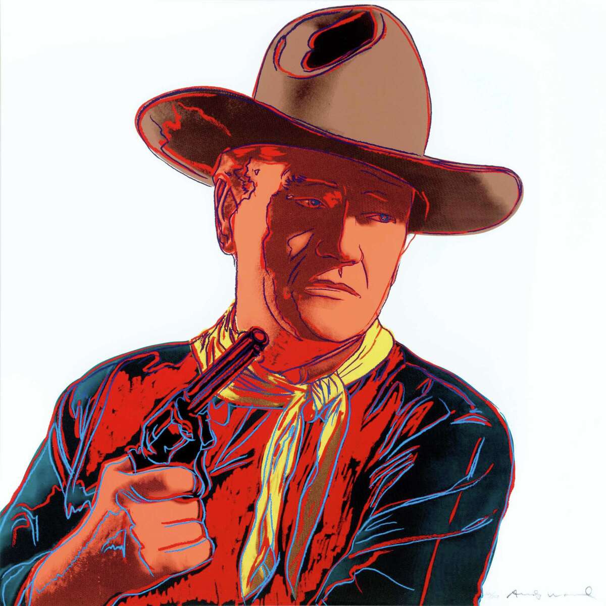 Andy Warhol's screenprint "John Wayne," from his 10-image "Cowboys and Indians" series, is on display at the Briscoe Western Art Museum.