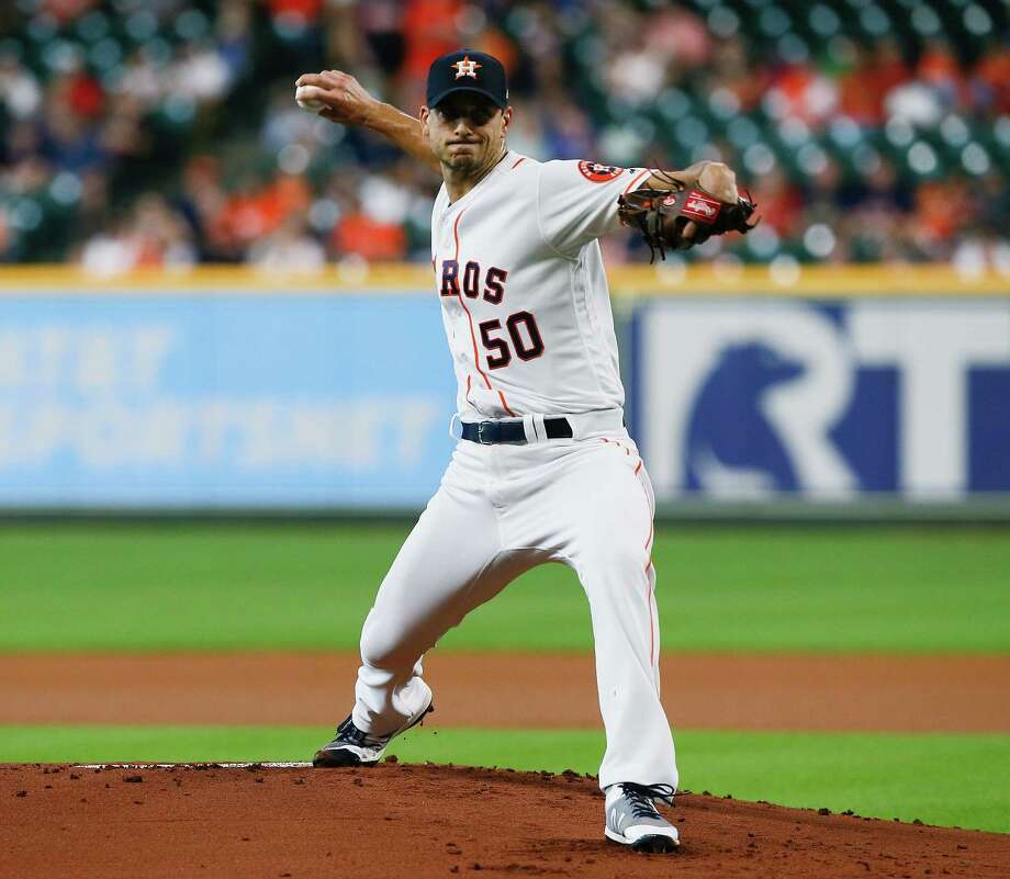 HOUSTON, TX - JUNE 26:  Charlie Morton #50 of the Houston Astros pitches in the first inning against the Toronto Blue Jays at Minute Maid Park on June 26, 2018 in Houston, Texas.  (Photo by Bob Levey/Getty Images) Photo: Bob Levey / 2018 Getty Images