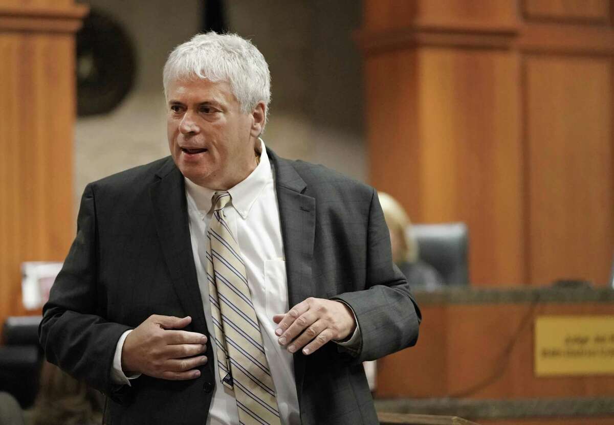 Defense attorney Allen Tanner gives an opening statement during the capital murder trial of Ali Mahwood-Awad Irsan is shown in court Monday, June 25, 2018. Irsan was charged with capital murder because his alleged crime involved multiple victims ?— his daughter?’s best friend, Gelareh Bagherzadeh, an Iranian medical student and activist, and his daughter?’s husband, Coty Beavers, 28. Both slayings, authorities said, were driven by the anger of Irsan, a conservative Muslim, over his daughter Nesreen?’s decision to marry Beavers, a Christian from Houston. ( Melissa Phillip / Houston Chronicle )