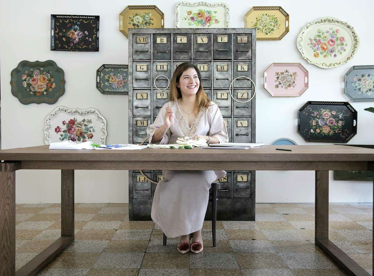 Hibiscus Linens founder, Mariana Barran Goodall, has opened a Midtown showroom that features hand-embroidered fine linens.