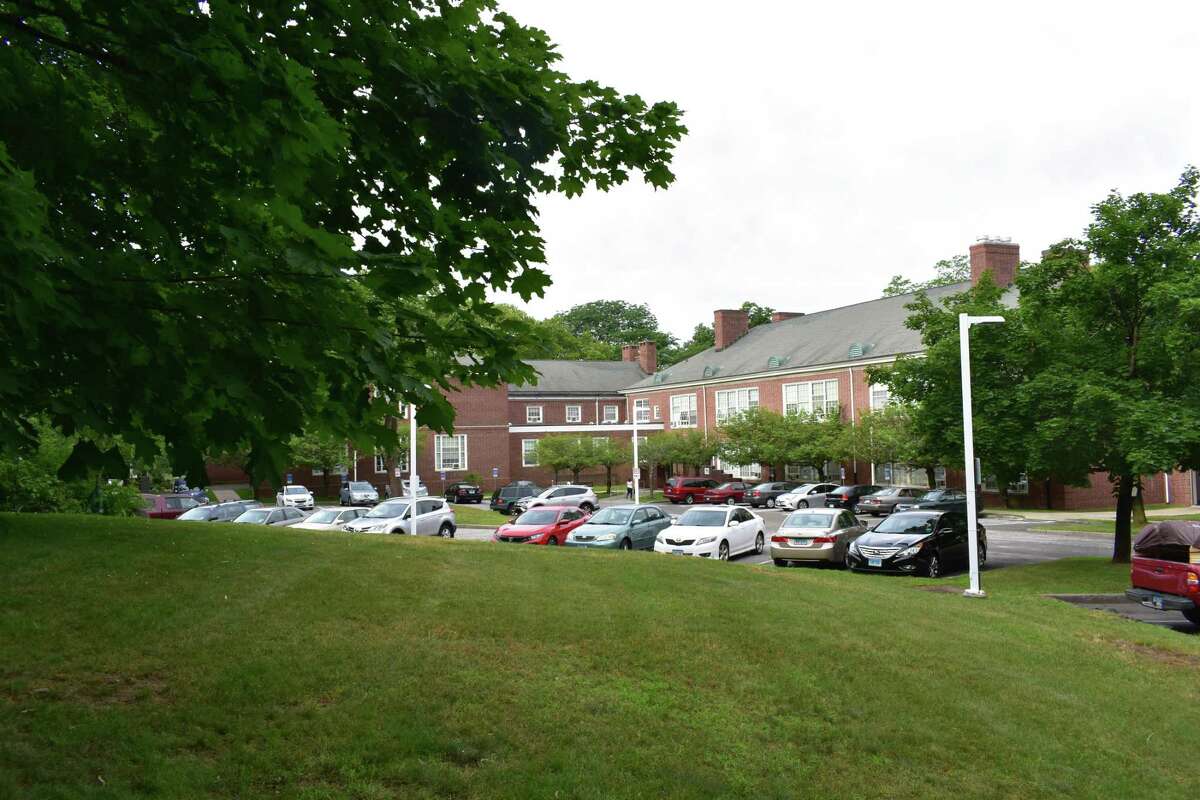 The greensward at McKinney Terrace on Vinci Drive in Greenwich, Conn. in June 2018, where the town housing authority has proposed building a new senior residential building with 50 units.