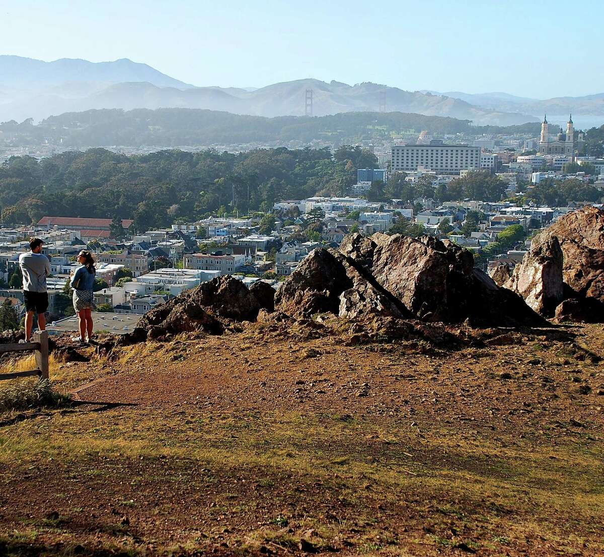A sweeping view of S.F. is the reward for reaching Tank Hill Park.