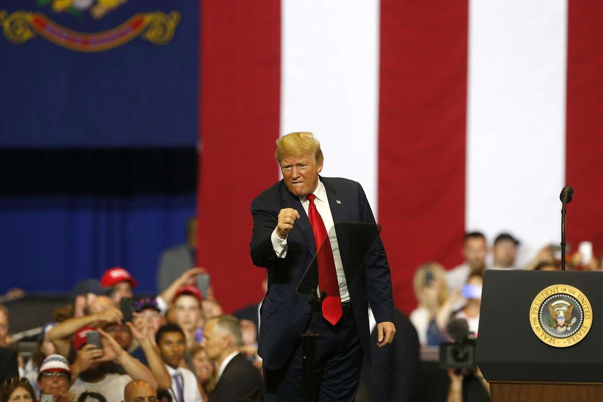 President Donald Trump speaks at a campaign rally on June 27, 2018, in Fargo, N.D.
