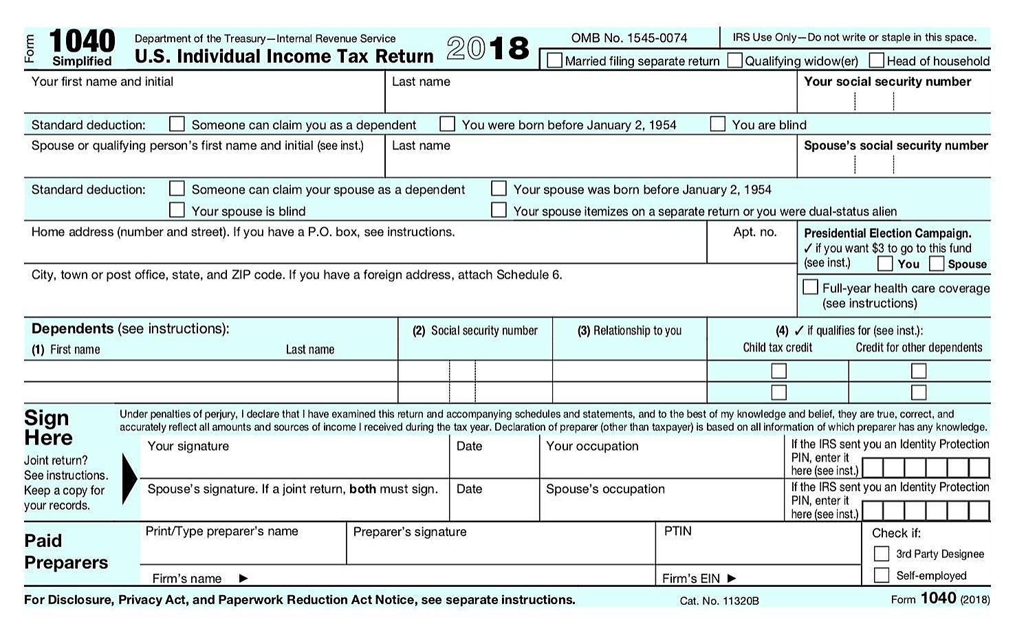 Income Tax Return Form