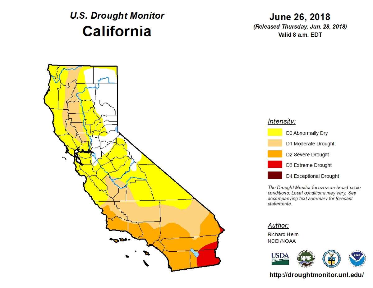 U.S. Drought Monitor map of California, June 26, 2018.