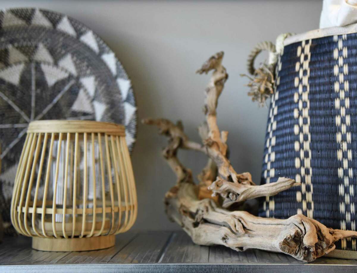 Decorative items are displayed at Habitat Greenwich interior design store in the Cos Cob section of Greenwich, Conn. Tuesday, June 26, 2018. The shop, which will have its soft opening Saturday, June 30, features a variety of interior pieces from near and far, many of which are made by fair trade small businesses.