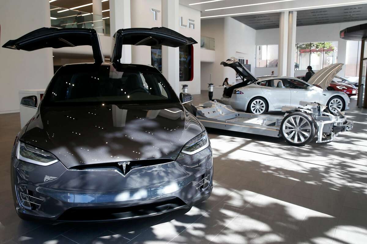 A Model X is displayed at the Tesla store in San Francisco, Calif. on Thursday, June 28, 2018.