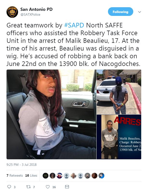 Police Man Accused In Bank Robbery Nabbed While Wearing Wig 