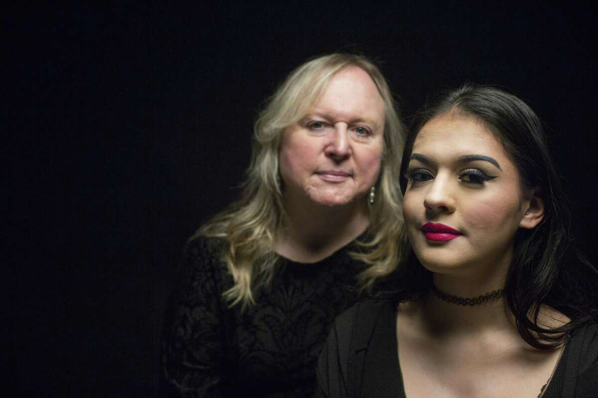 Catizia Farris sits for a portrait with her adoptive mother Lauryn Farris, both of whom are transgender, in the Express-News studio in San Antonio.