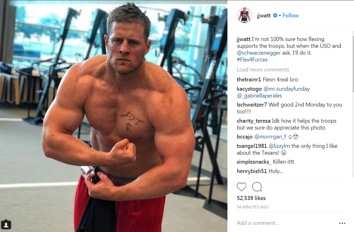 Breaking News: JJ Watt Takes Shirtless Pic