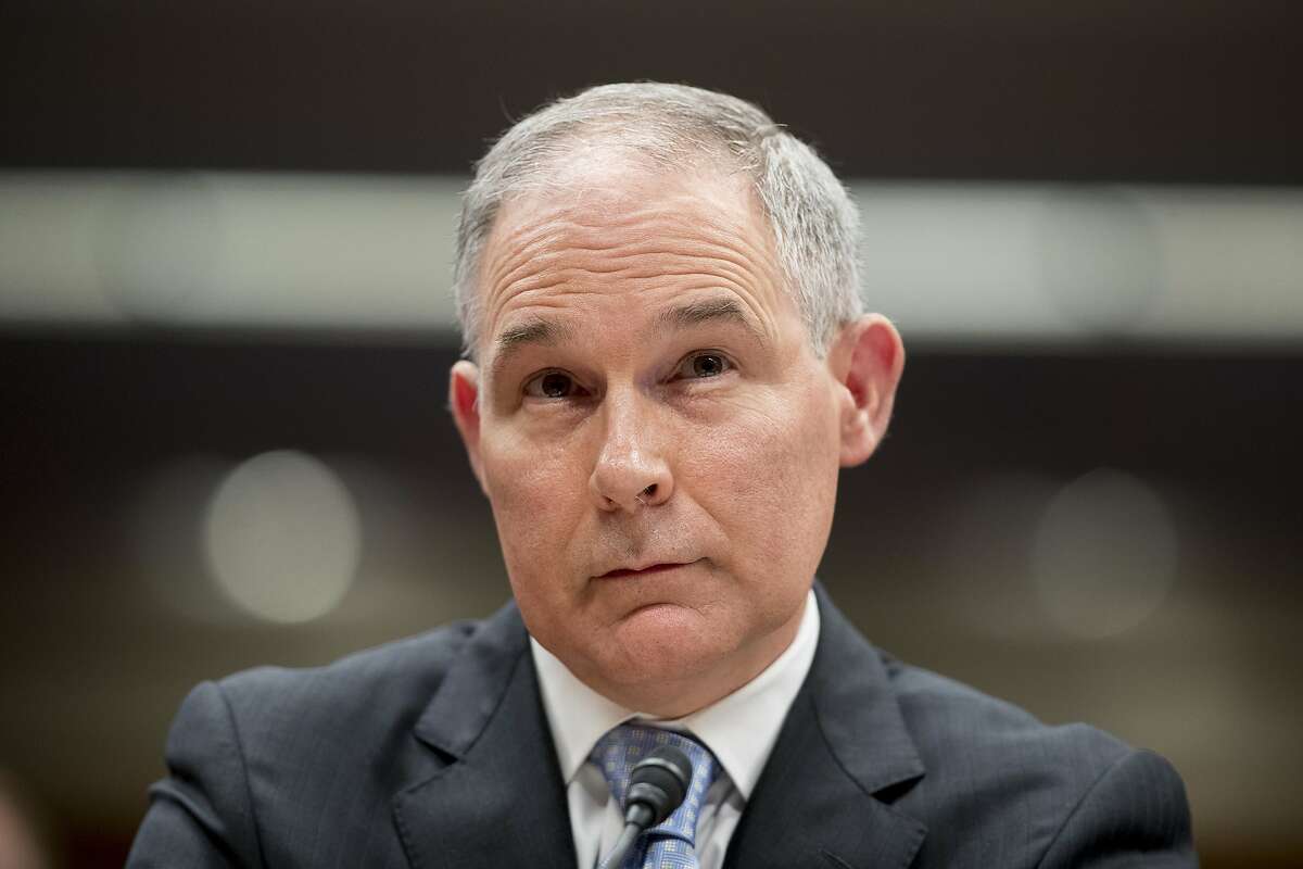FILE - In this May 16, 2018, file photo, Environmental Protection Agency Administrator Scott Pruitt appears before a Senate Appropriations subcommittee on the Interior, Environment, and Related Agencies on budget on Capitol Hill in Washington. President Trump tweeted Thursday, July 5, he accepted the resignation of Pruitt. (AP Photo/Andrew Harnik, File)