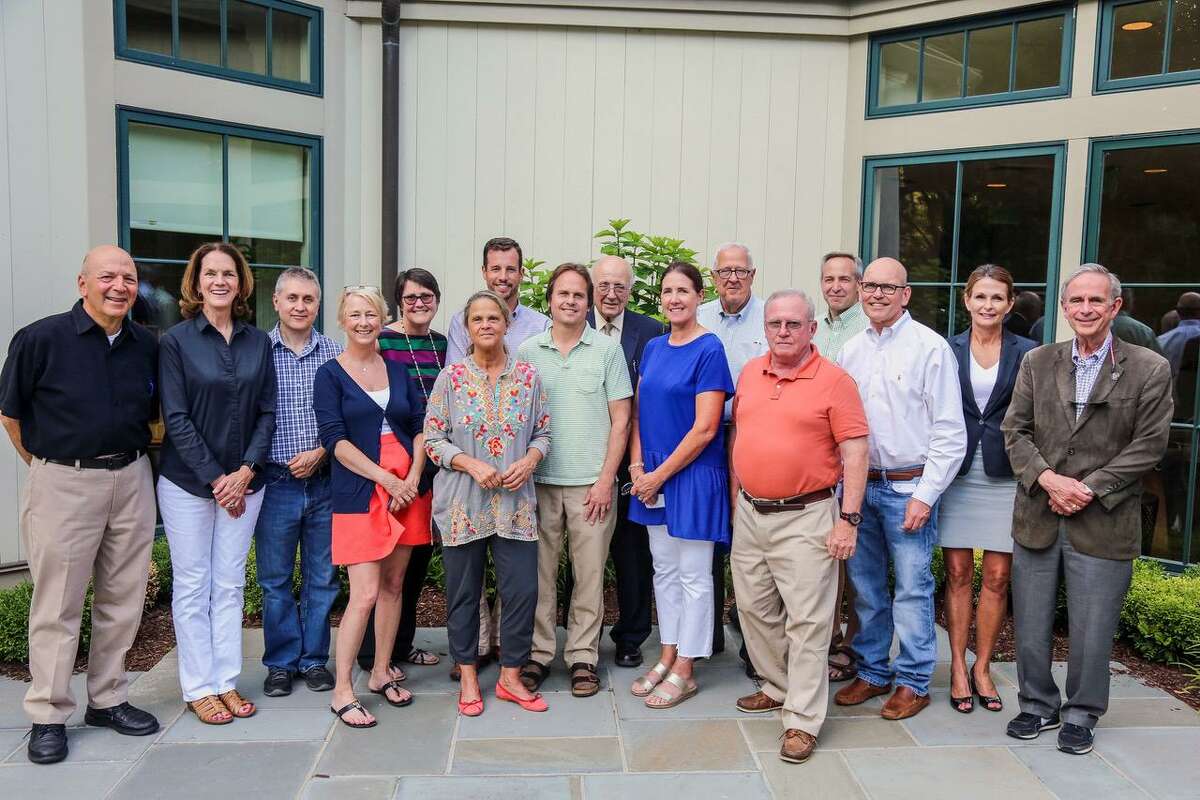 Aspetuck Land Trust members turned out for the organizations annual meeting at the Fairfield Museum and History Center on June 21. Members in attendance included, from left, Don Hyman, Nancy Moon, Chris Kerin, Maria Dempsey, Celia Campbell-Mohn, Jacquie Littlejohn, Ross Ogden, David Brant, Bill Kupinse, Heather Williams, Alan Goldbecker, Joe Schnierlein, Jeff Galdenzi, Bill Kraekel, Aili diBonaventura and Ken Bernhard.