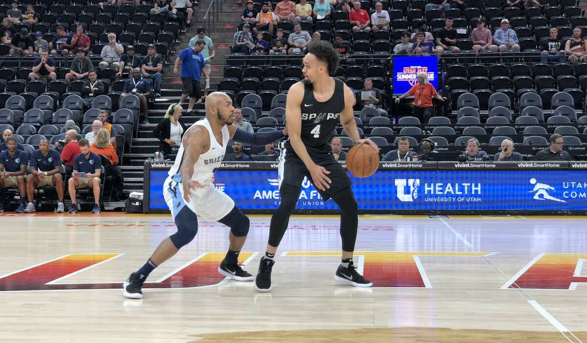 Derrick White finished with a team-high 26 points to help the Spurs beat the Memphis Grizzlies in the Utah Summer League on Thursday. Photo by Jabari Young