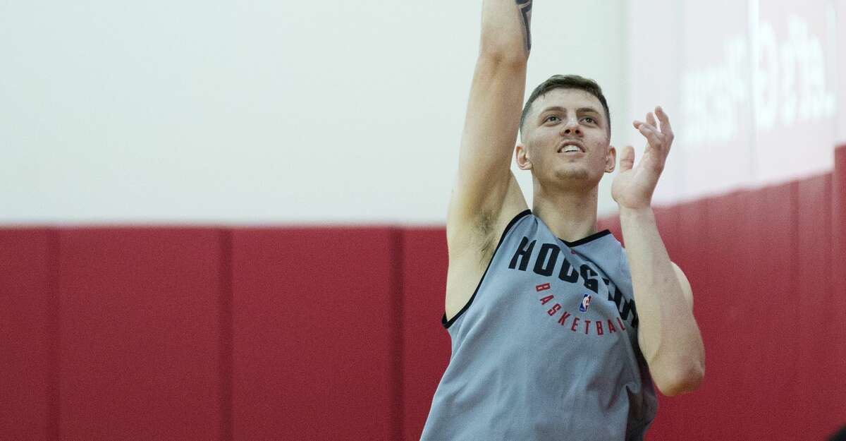 Houston Rockets center Isaiah Hertenstein takes a shot during practice for the Rockets NBA rookie summer league at Toyota Center on Thursday, July 5, 2018, in Houston. ( Brett Coomer / Houston Chronicle )
