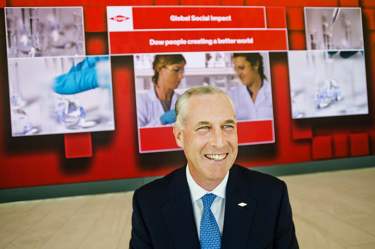 Dow CEO-elect Jim Fitterling poses for a portrait inside the newly opened visitor center at Dow's Midland corporate campus on June 18, 2018. (Katy Kildee/kkildee@mdn.net)t