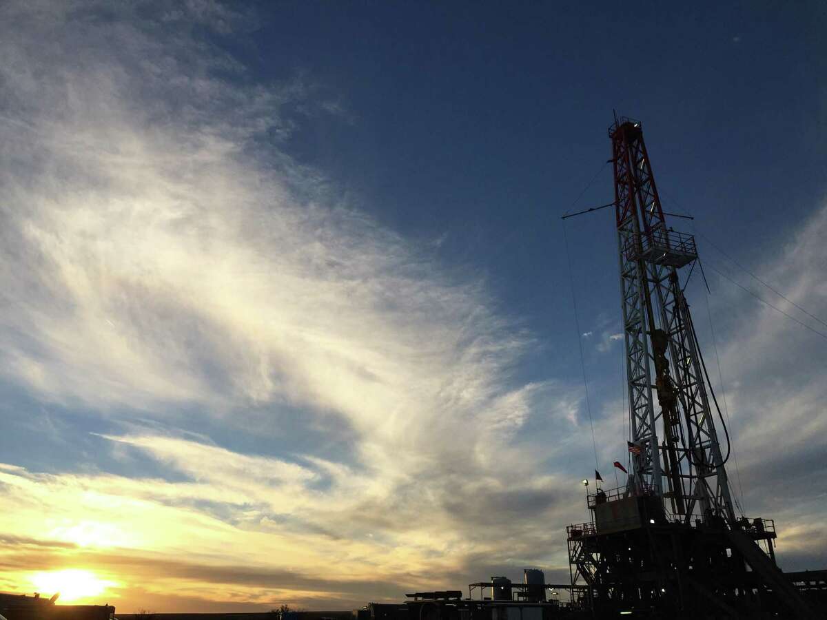A drilling rig sits in the Delaware Basin portion of West Texas on acreage produced by Lilis Energy, which moved its headquarters to Houston in June.