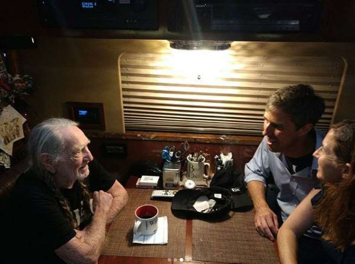 U.S. Senate candidate Beto O'Rourke was invited on stage by country music legend Willie Nelson to play guitar in Austin during Nelson's annual 4th of July Picnic. (Photo via Beto O'Rourke's Instagram)