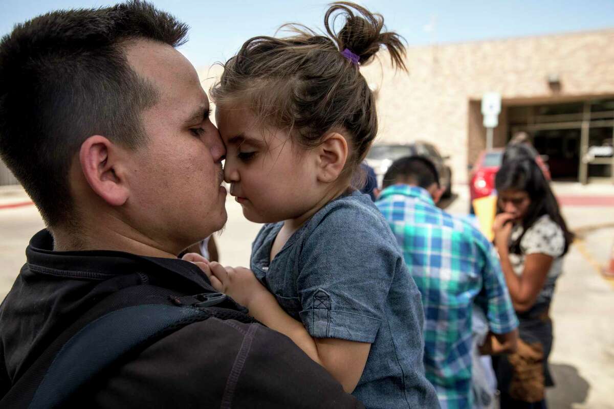 An immigrant father and daughter are released from detention in McAllen last year — which may not be the case for current asylum-seekers under a proposed Trump administration rule.