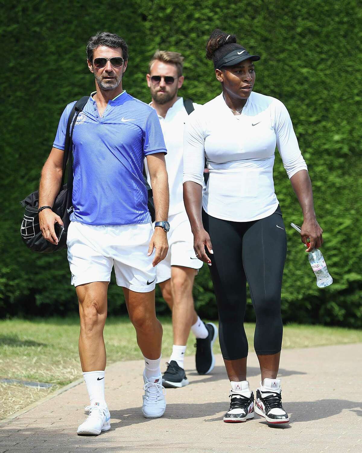 LONDON, ENGLAND - JULY 08: Serena Williams of the United States arrives for practise on the middle sunday ahead of the fourth round at All England Lawn Tennis and Croquet Club on July 8, 2018 in London, England. (Photo by Matthew Lewis/Getty Images)