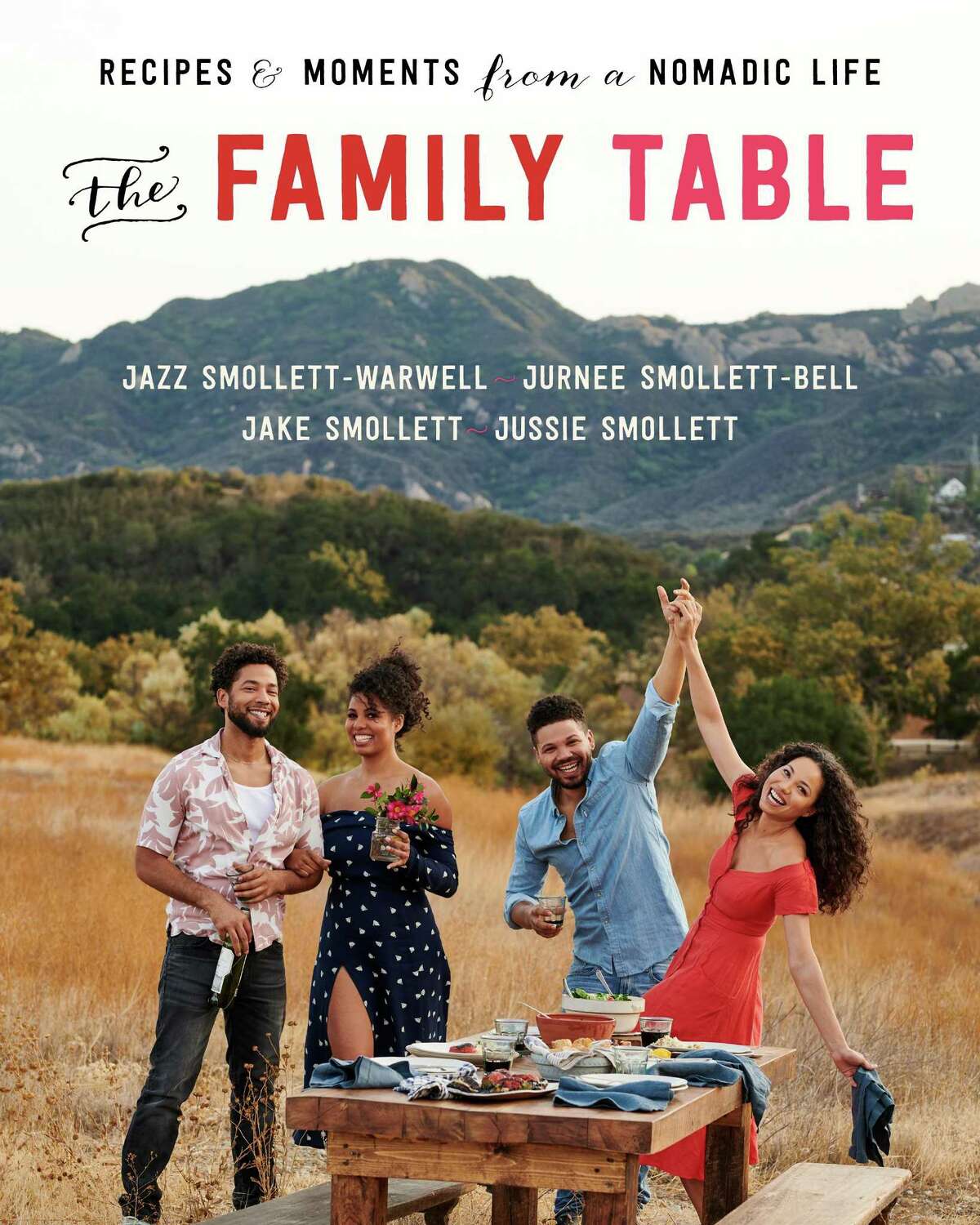 Cover of "The Family Table: Recipes & Moments from a Nomadic Life" by Jazz Smollett-Warwell, Jake Smollett, Jurnee Smollett-Bell and Jussie Smollet.