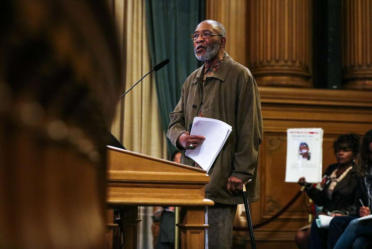 Rev. Amos Brown spoke before the Board of Supervisors, calling into question police tactics and the treatment of African Americans, at City Hall in San Francisco, California on Tuesday, January 12, 2016.