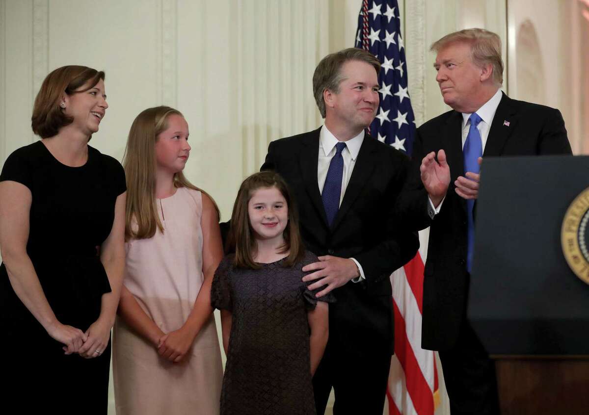 WASHINGTON, DC - JULY 09: U.S. President Donald Trump introduces U.S. Circuit Judge Brett M. Kavanaugh as his nominee to the United States Supreme Court during an event in the East Room of the White House July 9, 2018 in Washington, DC. Pending confirmation by the U.S. Senate, Judge Kavanaugh would succeed Associate Justice Anthony Kennedy, 81, who is retiring after 30 years of service on the high court. (Photo by Chip Somodevilla/Getty Images)