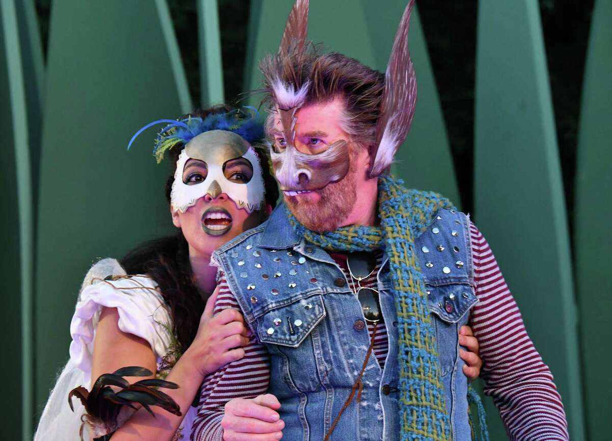 Livia Gomes Demarchi as Titania and Michael Ray Wisely as Nick Bottom in San Francisco Shakespeare Festival’s “A Midsummer Nights Dream,” in roving free performances.