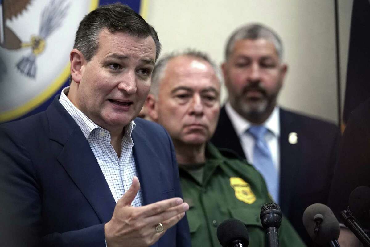 FILE - In this June 22, 2018, file photo, Sen. Ted Cruz, R-Texas, left, answer a question during a news conference after participating in a roundtable discussion on immigration in Weslaco, Texas. Cruz and the ex-punk rocker turned Democratic congressman trying to upset him, Beto O?’Rourke, don?’t agree on much. But both introduced bills prohibiting U.S. authorities from separating children from parents charged with crossing the U.S.-Mexico border illegally prior to President Donald Trump?’s executive order last week doing much the same thing(AP Photo/David J. Phillip, file